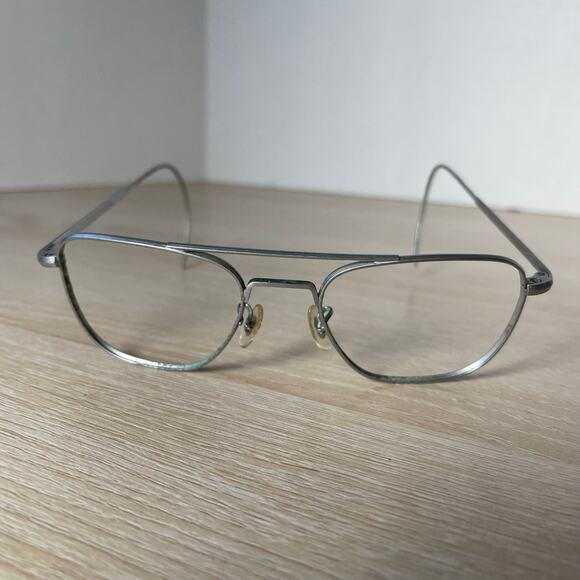 Vintage Randolph Engineering 6 1/2 Sunglasses 52-20 Matte Chrome FRAMES ONLY - Picture 2 of 8